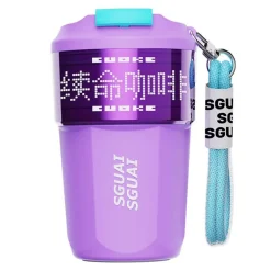 Thermosbecher aus Edelstahl mit digitalem Pixel-Design – intelligenter isolierter Reisebecher