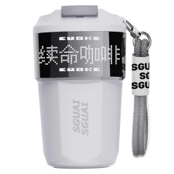 Thermosbecher aus Edelstahl mit digitalem Pixel-Design – intelligenter isolierter Reisebecher