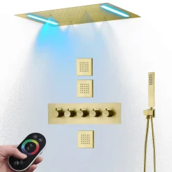 Thermostatic Rain Shower System - Massaging Waterfall Set