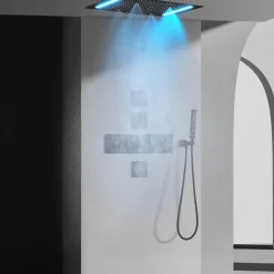 Thermostatic Rain Shower System - Massaging Waterfall Set