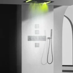 Thermostatic Rain Shower System - Massaging Waterfall Set
