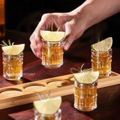 Tiki-Schnapsgläser-Set mit Tablett – Mini-Cocktail-Zubehör, 50 ml