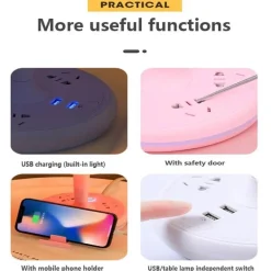 Tischlampe mit Steckdosenleiste – Schreibtischlampe mit Telefonhalter