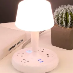 Tischlampe mit Steckdosenleiste – Schreibtischlampe mit Telefonhalter