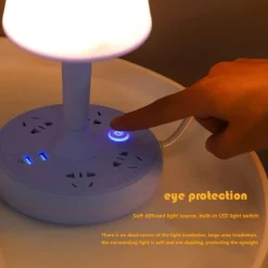 Tischlampe mit Steckdosenleiste – Schreibtischlampe mit Telefonhalter