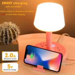 Tischlampe mit Steckdosenleiste – Schreibtischlampe mit Telefonhalter