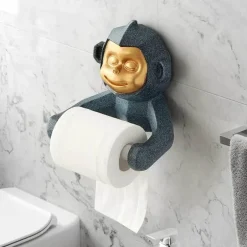Toilettenpapierhalter „Happy Monkey“ – Lustige Badezimmerdekoration aus Kunstharz