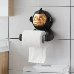 Toilettenpapierhalter „Happy Monkey“ – Lustige Badezimmerdekoration aus Kunstharz