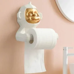 Toilettenpapierhalter „Happy Monkey“ – Lustige Badezimmerdekoration aus Kunstharz