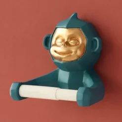 Toilettenpapierhalter „Happy Monkey“ – Lustige Badezimmerdekoration aus Kunstharz