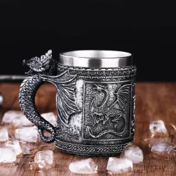 Totenkopf-Ritter-Bierkrug - Halloween-Krug aus Edelstahl mit Harz