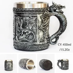 Totenkopf-Ritter-Bierkrug - Halloween-Krug aus Edelstahl mit Harz