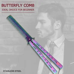 Tragbare, faltbare Schmetterlings-Haarbürste aus Edelstahl – Reise-Haarwerkzeug