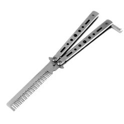 Tragbare, faltbare Schmetterlings-Haarbürste aus Edelstahl – Reise-Haarwerkzeug