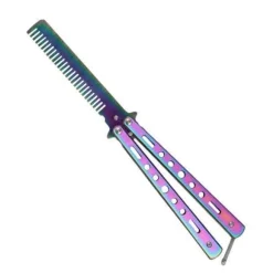 Tragbare, faltbare Schmetterlings-Haarbürste aus Edelstahl – Reise-Haarwerkzeug