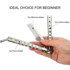 Tragbare, faltbare Schmetterlings-Haarbürste aus Edelstahl – Reise-Haarwerkzeug