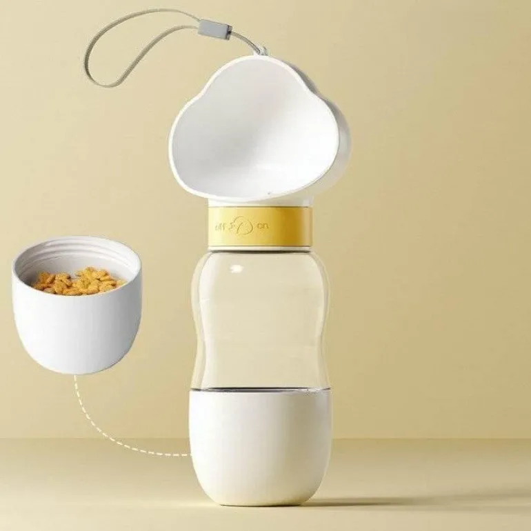 Tragbare Haustier-Wasserflasche - 2-in-1-Reise-Futterspender