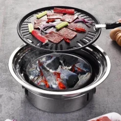 Tragbarer Edelstahl-Holzkohlegrill – Campinggrill im koreanischen Stil