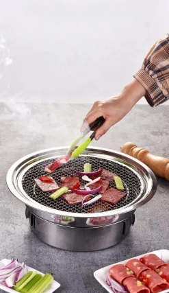 Tragbarer Edelstahl-Holzkohlegrill – Campinggrill im koreanischen Stil