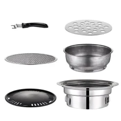 Tragbarer Edelstahl-Holzkohlegrill – Campinggrill im koreanischen Stil