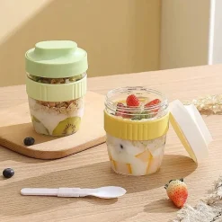 Tragbarer Frühstücksbecher mit Löffel – Vorratsbehälter für Lebensmittel für Studenten und Picknicks