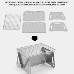 Tragbarer Holzkohlegrill – Faltbares Camping-Grillwerkzeug