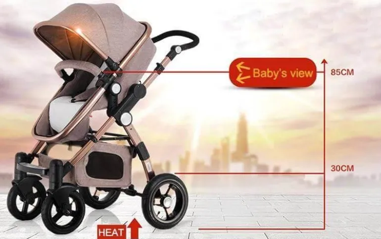 Tragbarer 3-in-1-Kinderwagen – luxuriöser, faltbarer Querwagen