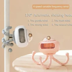 Tragbarer Kinderwagen-Ventilator – flexibles, süßes Design