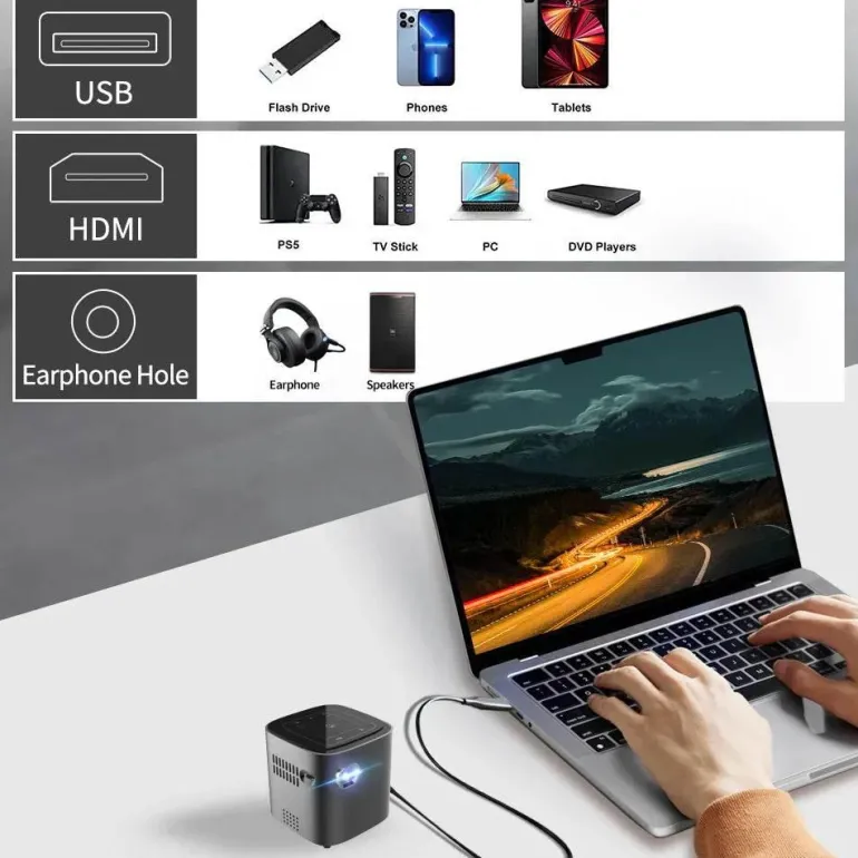 Tragbarer 4K-Miniprojektor – Smart Cinema Display