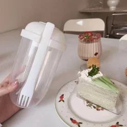 Tragbarer Salatbecher – Mini-Salatbehälter mit Gabel