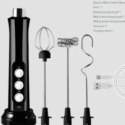 Tragbarer wiederaufladbarer Milchaufschäumer – 3-in-1-Schaummacher
