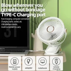 Tragbarer, wiederaufladbarer Kühlventilator zum Anklipsen – Mehrwinkel-Außenventilator