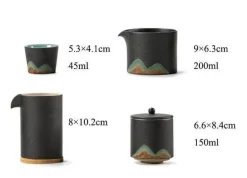 Tragbares Bergteekanne-Set – Reise-Keramikteekanne mit 3 Tassen