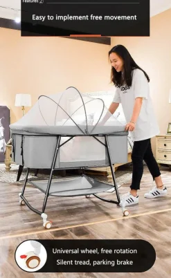 Tragbares, faltbares Babybett mit Moskitonetz – Reisebett für Kleinkinder