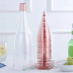 Tragbares Reise-Weinglas-Set – zusammenklappbare Flasche und Gläser