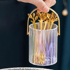 Tragbares Vorratsglas für Dessertgabeln und -löffel – Küchenorganizer aus Glas