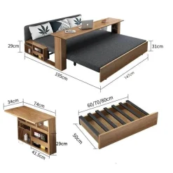 Transformable Sofa Bed - Modern Foldable Wooden Design