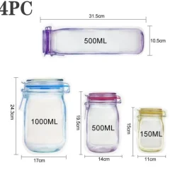 Transparente, wiederverwendbare Aufbewahrungsbeutel – Umweltfreundliche Glas-Organizer