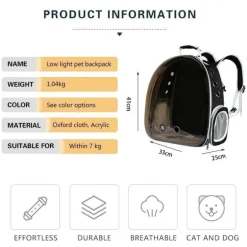 Transparenter Haustier-Tragerucksack – Atmungsaktive Reisetasche für Katzen und Hunde
