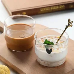 Transparenter, hitzebeständiger Kaffeebecher aus Glas – ideal für Milch, Tee, Saft, Homeoffice