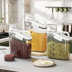 Transparenter Lebensmittelaufbewahrungsspender - Messbehälter für den Küchengebrauch