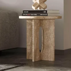 Travertin Beistelltisch - Eleganter Beistelltisch aus Naturstein