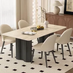 Travertin Esstisch - Elegante Naturstein-Esszimmermöbel