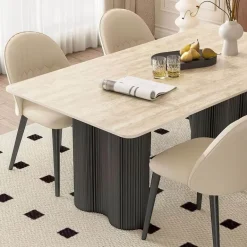 Travertin Esstisch - Elegante Naturstein-Esszimmermöbel