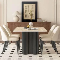 Travertin Esstisch - Elegante Naturstein-Esszimmermöbel