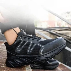 Ultraleichte Sicherheits-Sneaker ohne Schnürung – Strapazierfähige Herrenschuhe