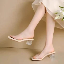 Ultraweiche High Heel-Slipper für Damen – Transparentes Mode-Schuhwerk