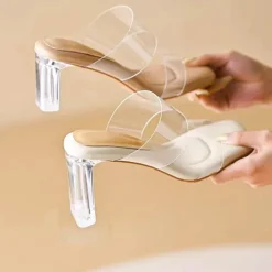 Ultraweiche High Heel-Slipper für Damen – Transparentes Mode-Schuhwerk