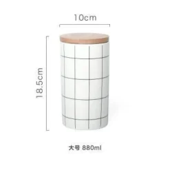 Umweltfreundlicher Lebensmittelbehälter aus Keramik mit Bambusdeckel – Aufbewahrungslösung für die Küche