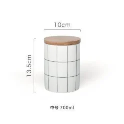 Umweltfreundlicher Lebensmittelbehälter aus Keramik mit Bambusdeckel – Aufbewahrungslösung für die Küche